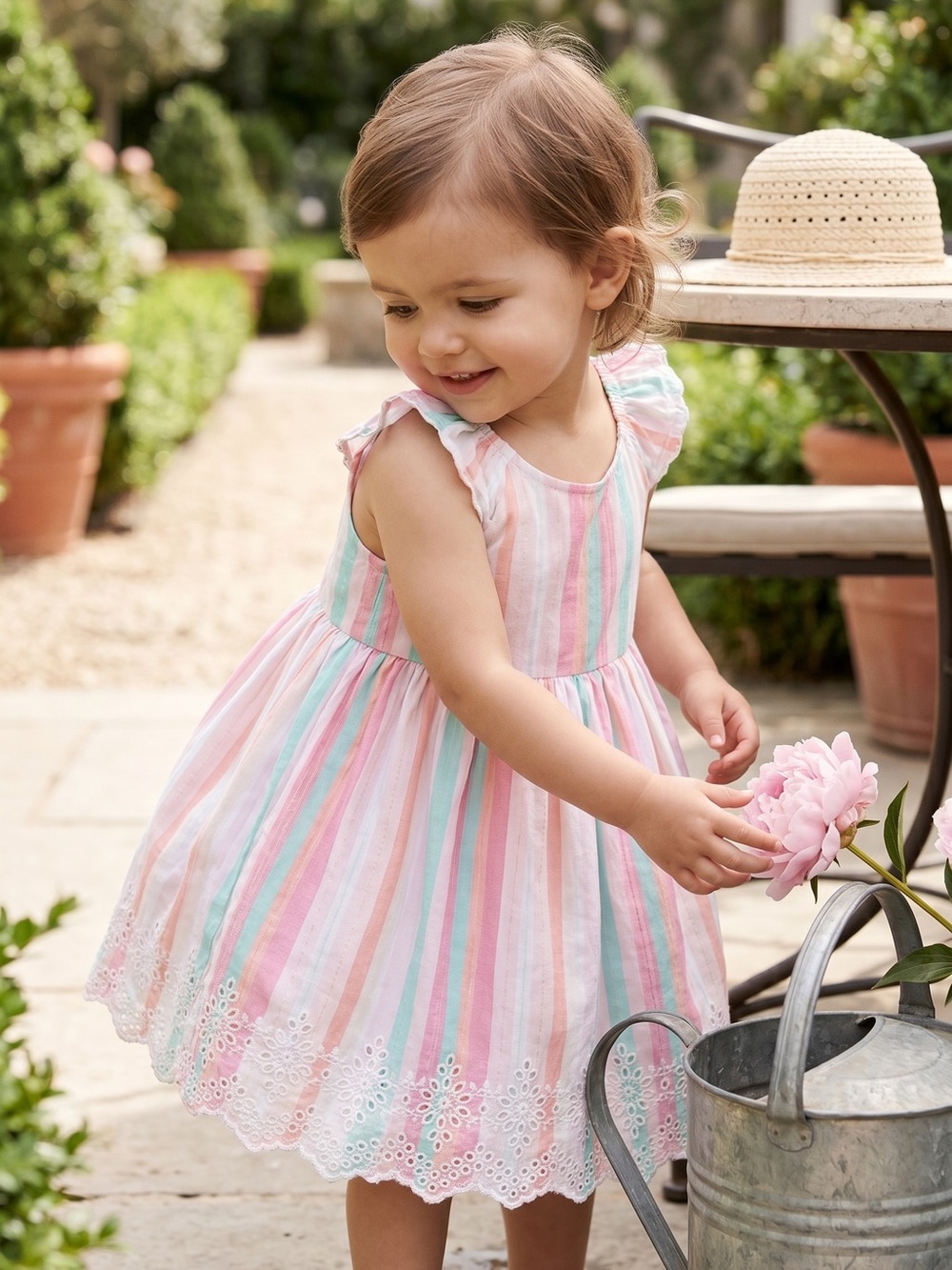 GAP Girls' Pastel Stripe Sundress in Pink, Mint & Peach
